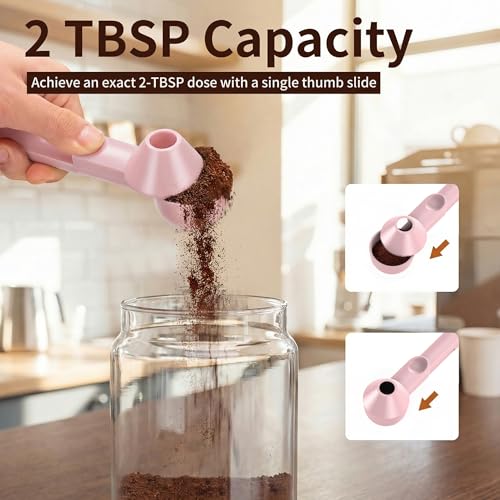 Image of 2 Pcs Coffee Scoop with Funnel for Reusable K Cup, 2 TBSP Measuring Spoon | Mess-Free Funnel Design, Sliding Leveler for Precise 2 TBSP, Long Handle for Ground Coffee, Protein Powder & Tea