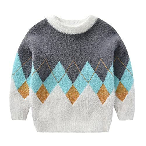 Kids Winter Sweater Plaid Pullover Knitted Toddler Casual Knitwear Sweaters2