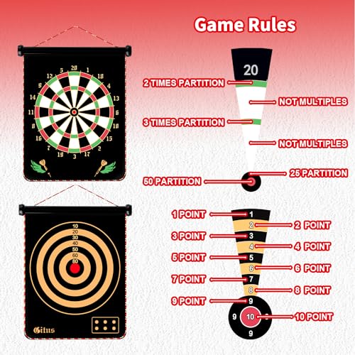 Image of Magnetic Dart Board Games for Kids with 12 Darts Outdoor Toys for Boys Age 8-13 Cool Stuff Gifts Ideas for Teenage Boy Girls Age 8 9 10 11 12 13 14 15 16 Game Room Decor