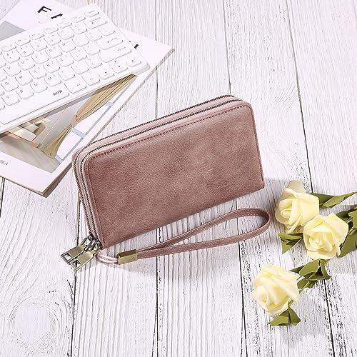 Image of GAEKEAO RFID Leather Wristlet Wallet for Women with Grip Strap