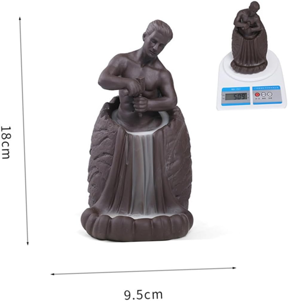 BESPORTBLE Backflow Incense Holder Ceramic Self-Carving Men Aroma Therapy Burner Desktop Insert Ceramic Burner Home Fragrance Decoration for Office and Living Room