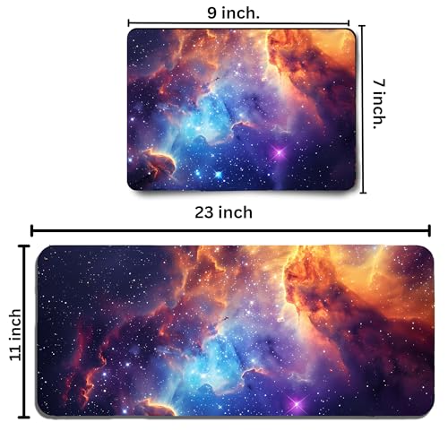 Image of Galaxy Combo XL Extended Gaming Mouse Pad | XXL Large Desk Mat 60x30cm for Laptop & PC | Non-Slip Rubber Base, Waterproof, Durable & Smooth Surface | Office, Gaming & Study, asthetic