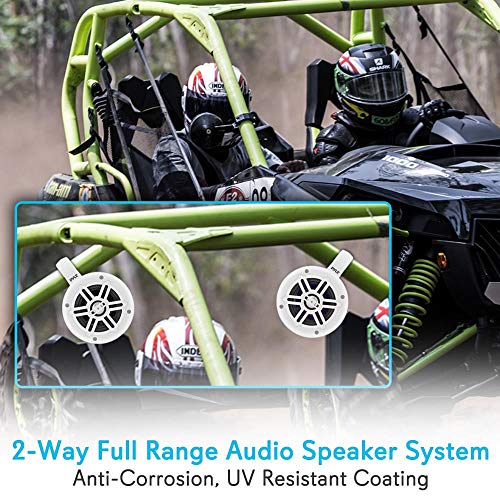 Image of Pyle Waterproof Marine Wakeboard Tower Speakers - 4 Inch Dual Subwoofer Speaker Set with 300 Max Power Output - Boat Audio System Kit w / Titanium Dome Tweeters & Mounting Clamps PLMRWB45W (White)