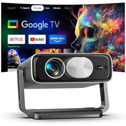 Image of 4K Projector Built-in Google TV, 2500ANSI/Auto Lens Cap/AI Voice Control Projector with WiFi and Bluetooth, Smart Movie Projector with Auto Focus & Keystone, Mini Proyector for Apps/Celling/Outdoors
