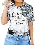 Girl's Trip Cheaper Than Therapy 2022 T-Shirt Women Funny Vacation Casual Tshirt Girl's Hiking Campi