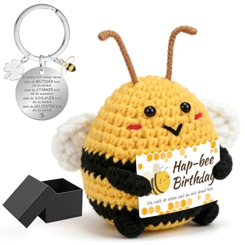 KOOOGEAR Pocket Hug Biene - Handgestrickt Glücksbringer Geschenk, Emotional Support für Freunde Familie, Geburtstagsgeschenk (Birthday)
