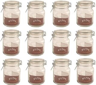 12 x Kilner Clip Top Glass Storage Jar - Square 1 Litre