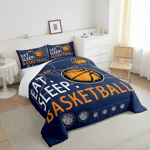 Image of Feelyou Basketball Coverlet Set Navy Comforter Full Size for Kids Teens