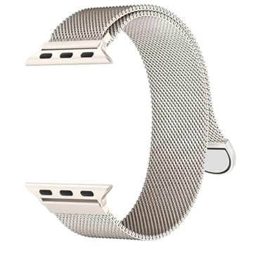 Pulseira patenteada de malha milanesa compatível com Apple Watch séries 9/8/7/6/5/4/3/Ultra/2/1/SE, 49 mm, 45 mm, 44 mm, 42 mm, 41 mm, 40 mm, 38 mm, fivela magnética de aço inoxidável, unissex