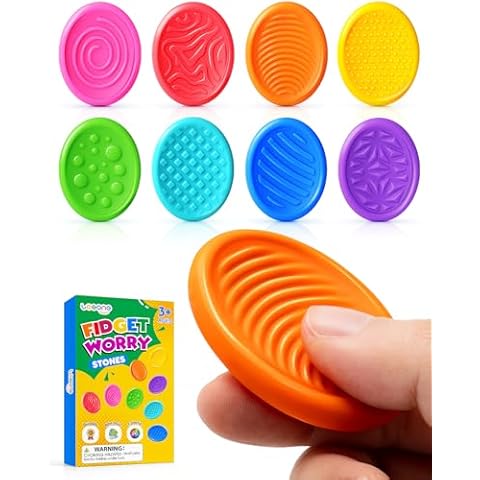 Fidget Toys Kids Sensory Stones: 8 Uniquely Textured Silicone Stones - Fidget Calming Toys for Classroom Cover