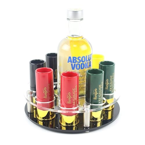 Huntpro 12 Gauge Shotgun Shell Shot Glass Set Of 8 Multi Color Shot Glasses With Acrylic Tray Cup Holder, Cool Novelty Funny Gift Set Bar Party Decoration For Men Hunter Shooter #TOP2