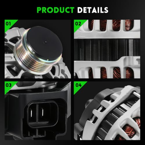 Image of 2 Pin 11608N Alternator Compatible with Kia Soul 2012 2013 1.6L, 12V 90Amp High Output, 6-Groove Pulley, Automotive Replace OE# 37300-2B150 37300-2B150R 2613746 AVA0173