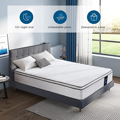 Inofia Twin Xl Mattress, 10 Inch Breathable Comfortable Hybrid Mattress In A Box, Cool Memory Foam With Motion Isolating Individually Wrapped Coils, Supportive & Pressure Relief, Xlong Twin Mattress #TOP2