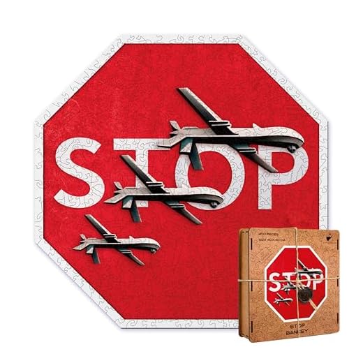 Puzzle de Madera Banksy Stop - Rompecabezas Arte Urbano (450 Piezas 40x40 cm) Diseño Exclusivo Piezas Únicas Corte Preciso Decoración Moderna Regalo Original Eco Friendly Street Art Relajación