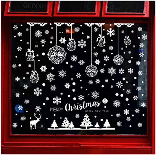 Flysee Pegatinas de Navidad, Pegatina Copo de Nieve, Pegatinas de Navidad para Ventanas Adornos Artículos de Fiesta Decoracion Navideña Regalos (6 Hojas)