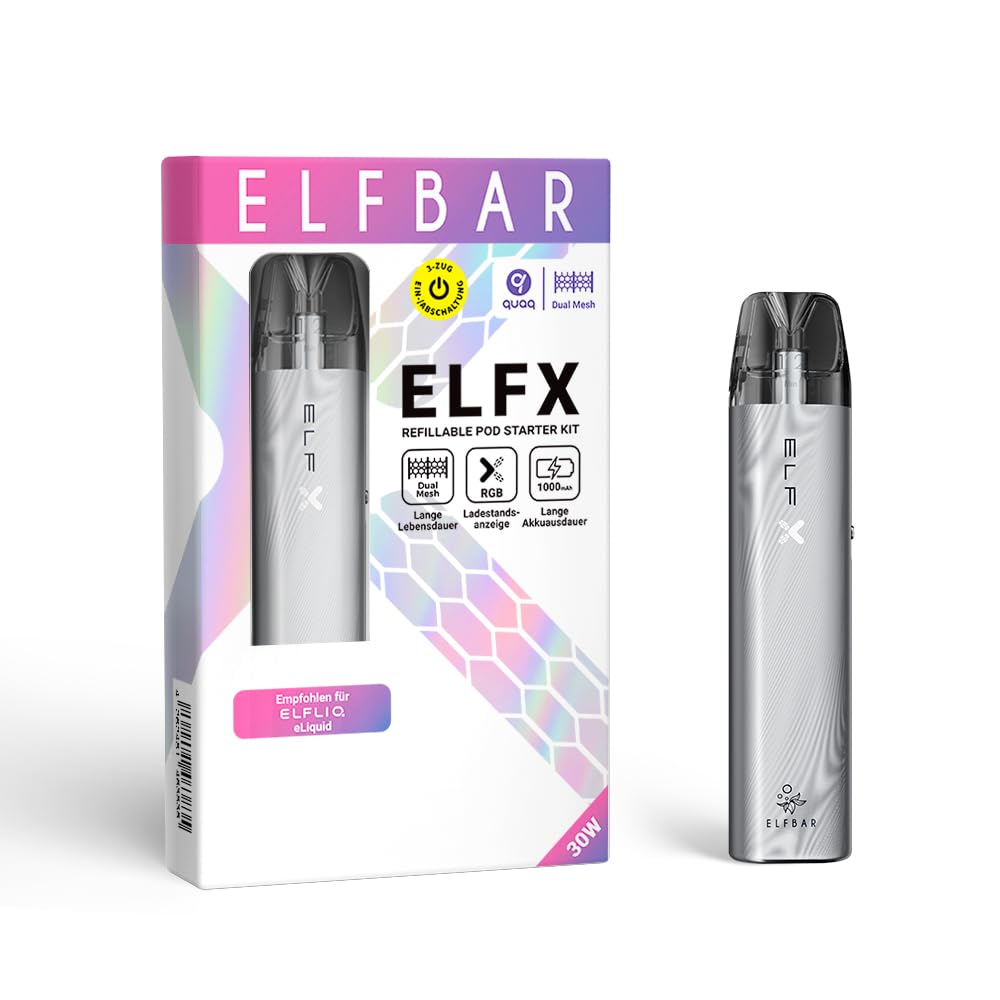 Elfbar ELFX - Kit SILVER per Pod con supporto batteria 1000 mAh, Pod Mod,  dispositivo base ricaricabile