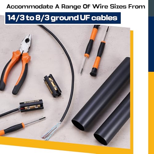 Relaxweex 2 Sets Underground Wire Splice Kit Suit for Direct Burial Uf Wire Handle up to 600 Volts Maximum Includes Connectors and Shrink Tube Electrical Cable (14/3 to 8/3awg) - Thumbnail 5