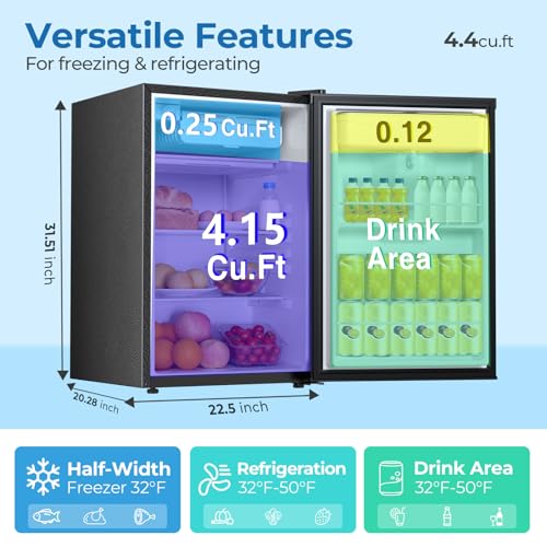 Image of Electactic Compact Refrigerator 4.4 cu.ft mini fridge with Water Dispenser, Single Door Refrigerator with Adjustable Temperature Settings, Low noise, for Bedroom, Office, Dorm Black