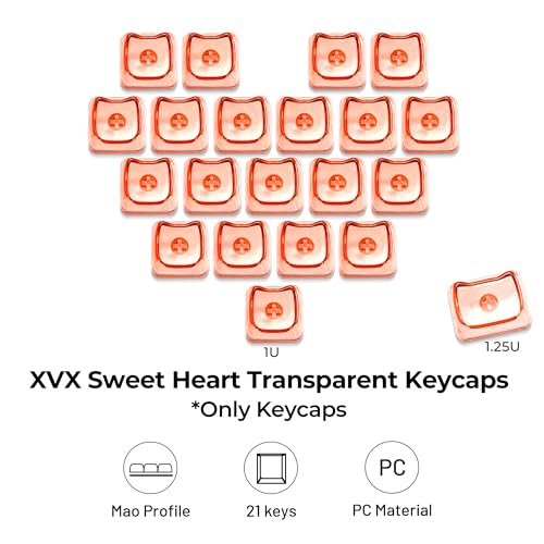Image of GMKWTL XVX Blank Transparent Keycaps, Sweet Heart PC Custom Keycap Set, Backlit Pink Candy Keyboard Keycaps Mao Profile for MX Switches Mechanical Keyboard (21pcs)