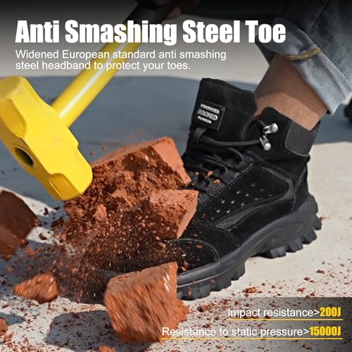 Image of Steel Toe Boots for Men Women Comfortable Lightweight Work Boots for Men Industrial Construction Boot Non Slip Work Shoes