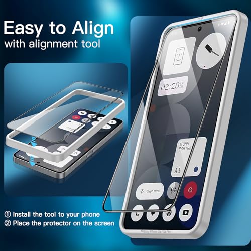 Image of JETech Full Coverage Tempered Glass Screen Protector Guard for Nothing Phone 3a / 3a Pro, Black Edge with Easy Installation Tool, Case-Friendly, HD Clear, 3-Pack