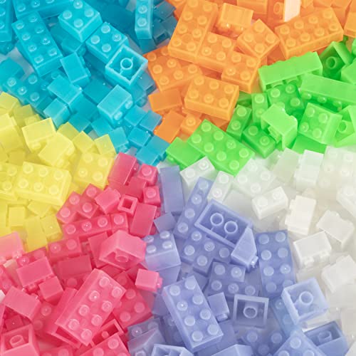 Scs Direct Building Block Bricks- Set Of 1000 Pc Bulk- 7 Glow In The Dark Colors With 54 Roof Pieces - Compatible & Tight Fit With Major Brands- Great For Activity Table, Creativity & School Projects #TOP6
