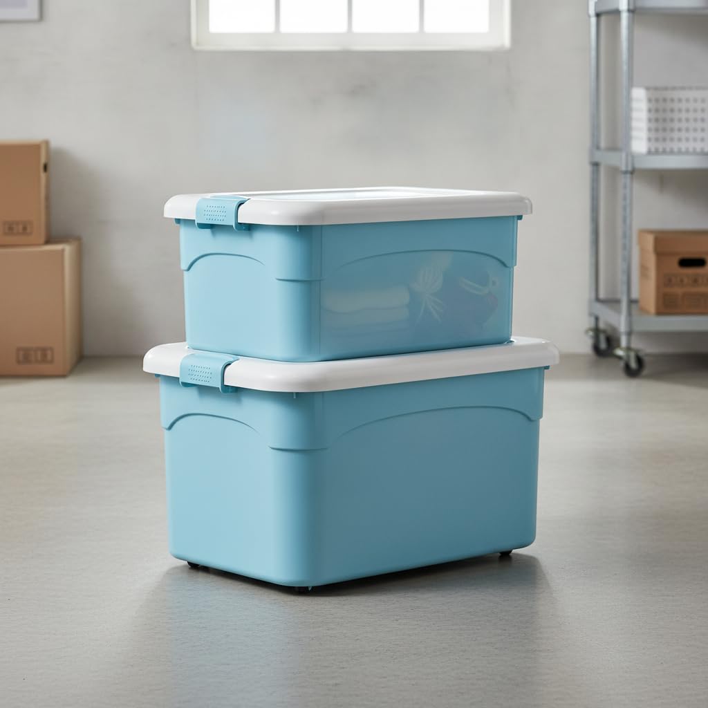 Scatola Multiuso con Ruote e Copero, Organizer per Casa, per bambini, color to 3, Lunghezza 62cm Larghezza 45cm
