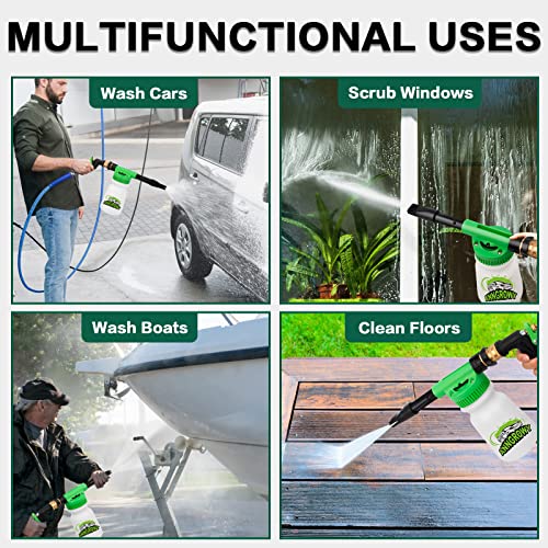 Image of anngrowy Car Wash Foam Gun Soap Car Wash Foam Cannon for Garden Hose Foam Sprayer Car Wash Soap Foam Gun Hose Foam Cannon Blaster Hose Foam Cannon Gun Quick Connector to Any Garden Hose (Green)
