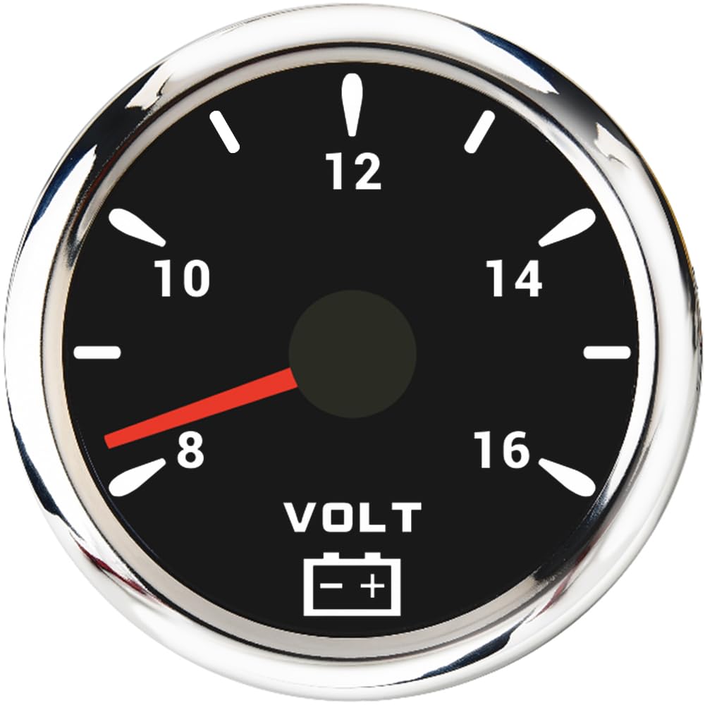 ELING Voltmètre 52 mm 8-16 V 12 voltmètre avec rétroéclairage 7 couleurs pour motos berlines