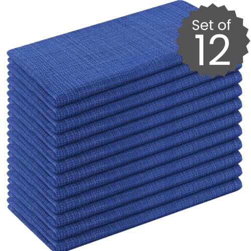 Cotton Clinic Cloth Napkins Set Of 12-100% Cotton Farmhouse Grass Cloth Dinner Napkins - Ideal Dinner Napkins For Party Wedding Easter Christmas - 20X20 In Every Day Use Napkins Blue Navy #TOP1