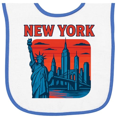 inktastic New York City Skyline with Statue Of Liberty and Baby Terry Cloth Bib