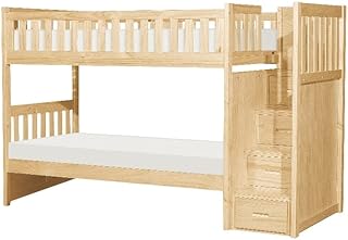 Bowery Hill Wood and MDF Board Twin/Twin Step Bunk Bed in Natural Pine