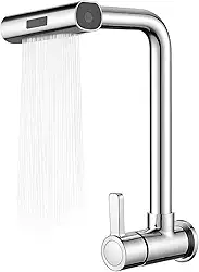 Torneira Gourmet de Parede Multifuncional, 3 Tipos de Jato, Aço Inox, Instalação Fácil