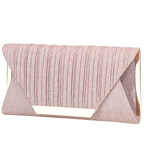 Ao Ali Victory Glitter Clutch Purses For Women Evening Bags Clutches Flap Envelope Handbags Large Wedding Party Prom Purse - Pink #TOP1