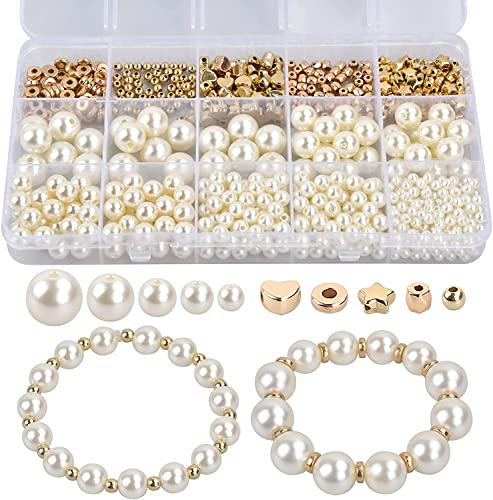 Reviews de Kits para hacer bisutería Top 10. 46 Juego De Cuentas Espaciadoras, 720 Piezas Cuentas De Cristal Redondas 4/6/8/10/12mm Perlas Para Manualidades, Con Cuentas Espaciadoras Doradas De 5 Formas Para Hacer Joyas, Aretes,...