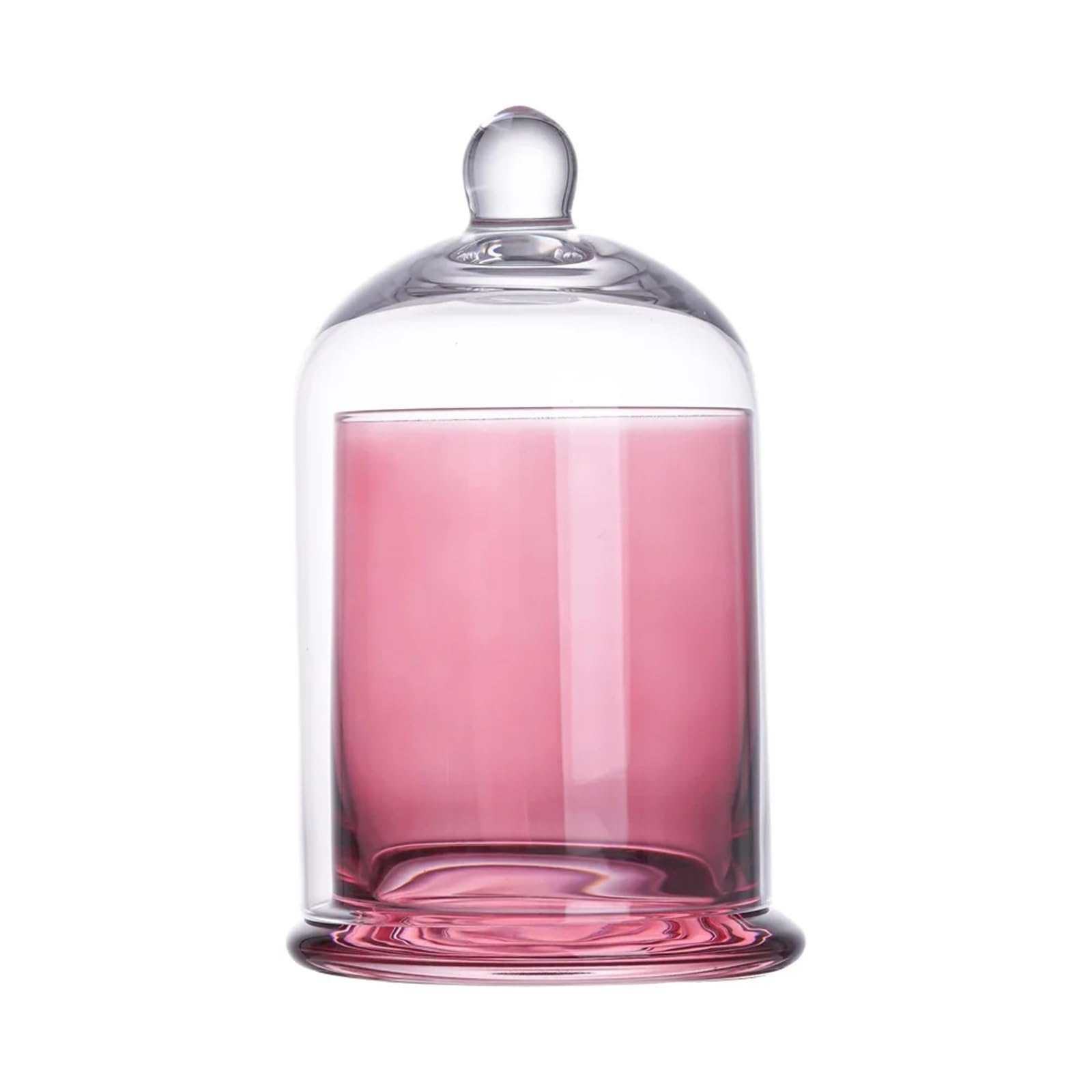 WYQXTY Clear Glass Cloche Display Glass Cloche Dome Multicolor Bell Jar With Lid Aromatherapy Cover Home Display(Rose red)