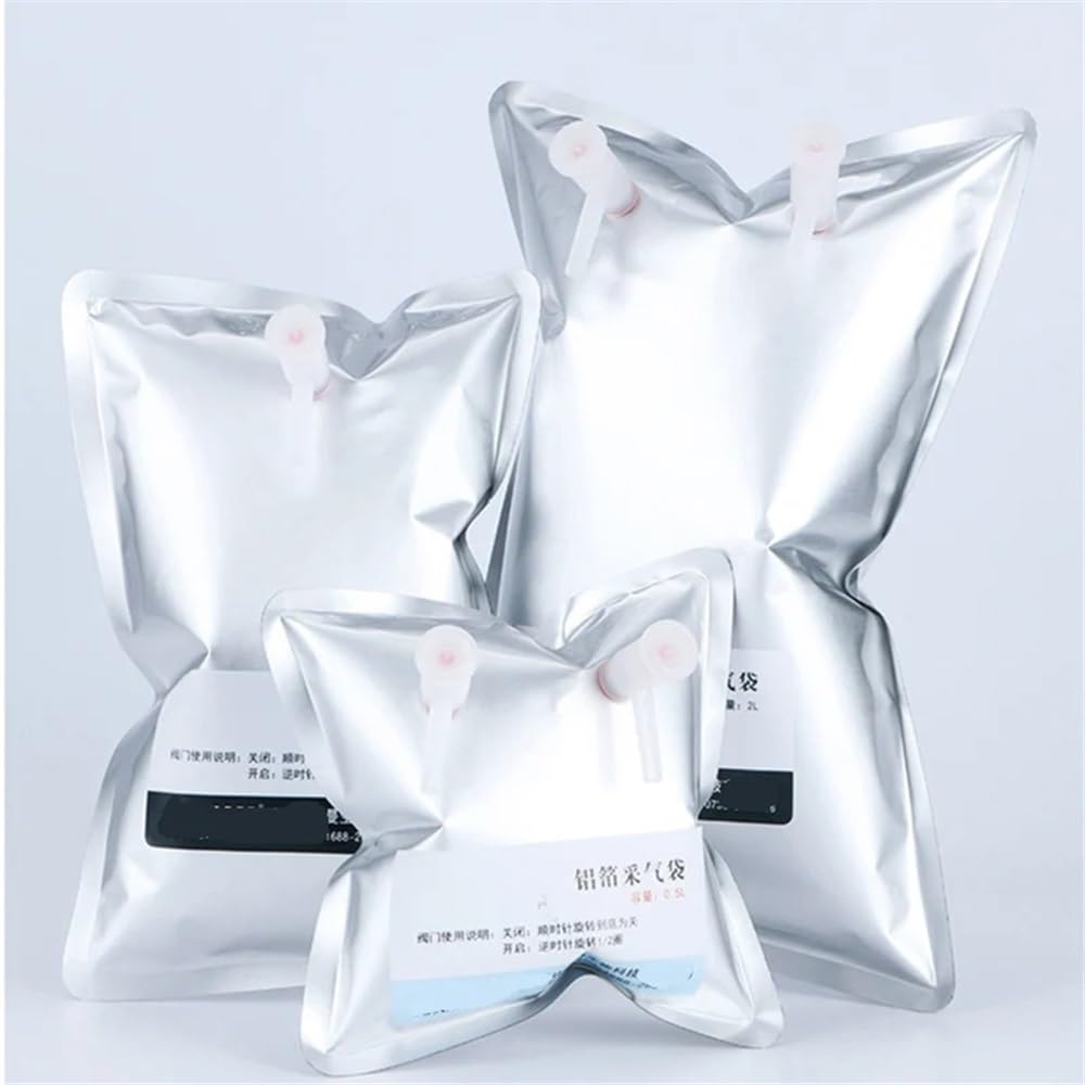 Cristalería de Laboratorio Bolsas de muestreo de papel de aluminio con doble válvula (5 unidades, 0,1/0,5/1/2/3/5/10/15 l)(8L Double valve)