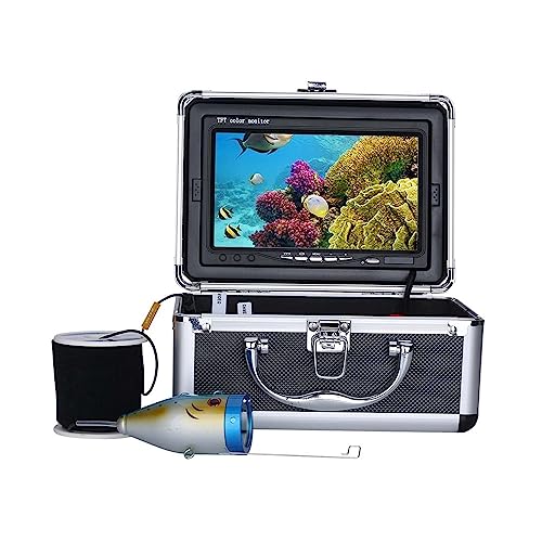 AIRYSSFU Cámara de Pesca Submarina, Buscador de Peces de 7 Pulgadas, 15M, 1000TVL, cámara de Pesca submarina, 15 Uds., LED Blancos + 15 Uds., lámpara infrarroja for Pesca en Hielo/mar/río
