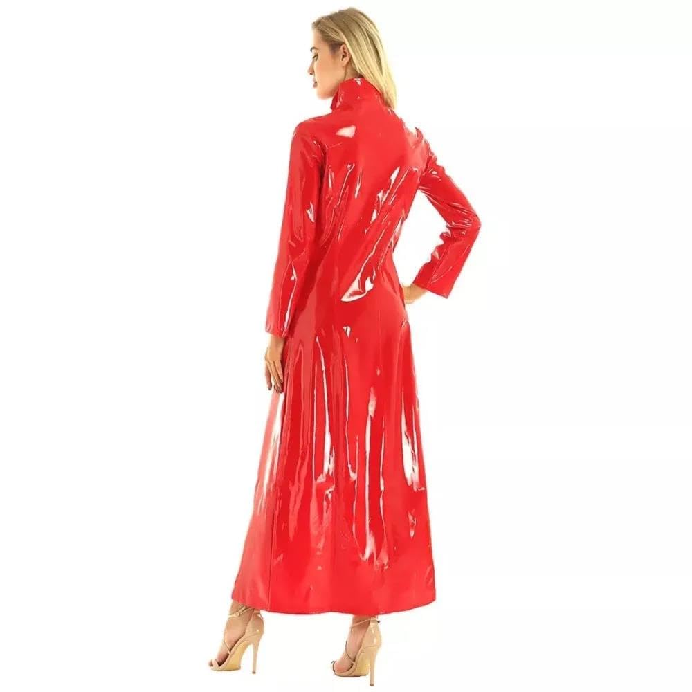 Lencería Sexy Mujer Vestido Maxi De Manga Larga Vestidos Largos con Cremallera Frontal