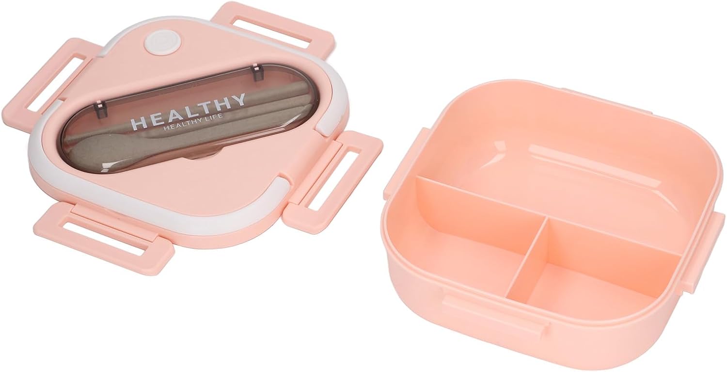 Zerodis Lunch Containers, Minimalist Snack Boxes Box Container with Chopsticks Spoon Easy to Carry 3 Compartment Food Storage Box for Work Travel ()