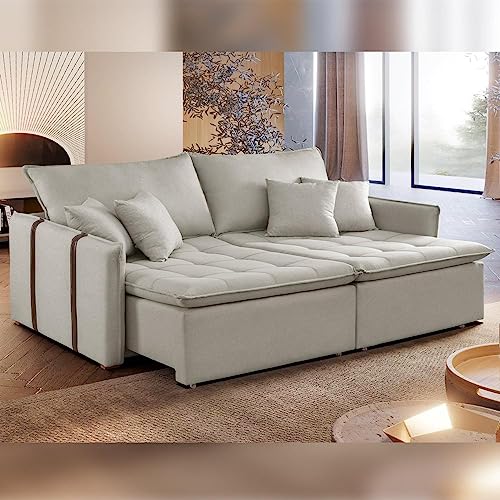 Sofá Cama Retrátil e Reclinável 200cm Detroid Celflex Gelo