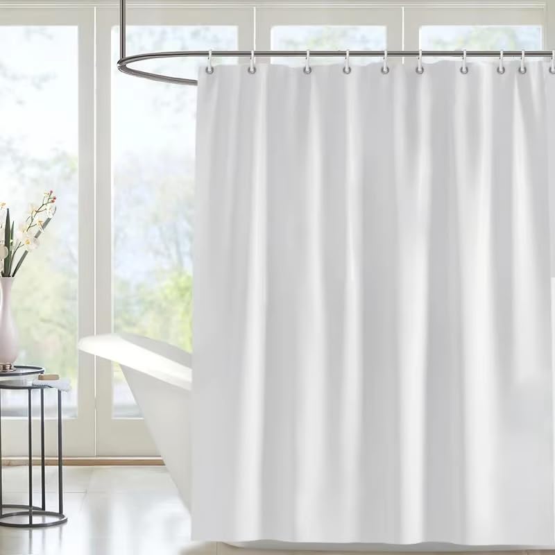 Rideau de douche lavable et imperméable grand format blanc