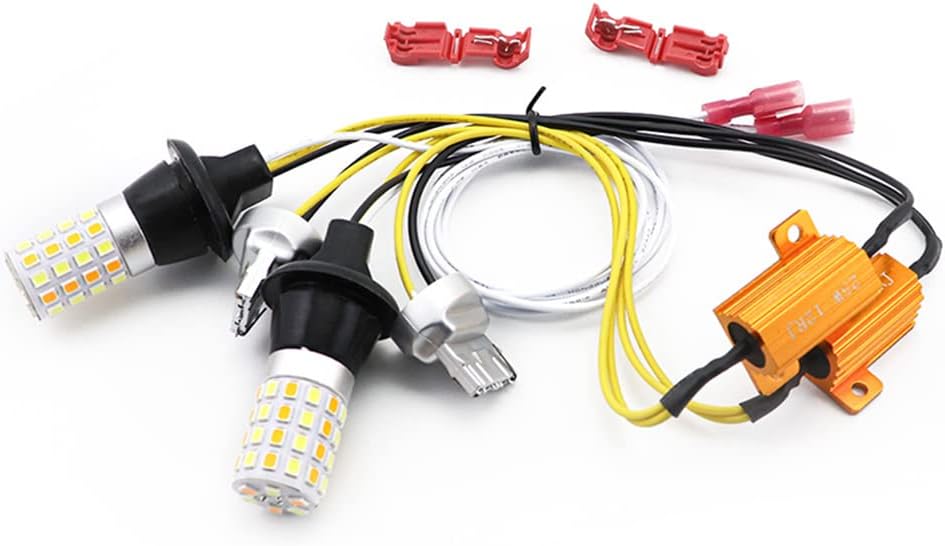 2PCS T20 7440 Dual Color Car LED Signal Lamp White Red Yellow Running Light Turn Signal 12V Auto LED Source