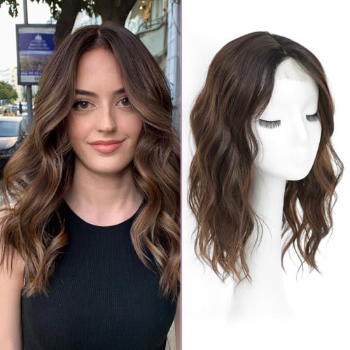 Nexyshe 16 Inch Hair Topper Wavy Hair Toppers for Women Clip in Hair Pieces with Seamless Blending Easy to Wear & Remove for Daily & Multi-Occasion Use