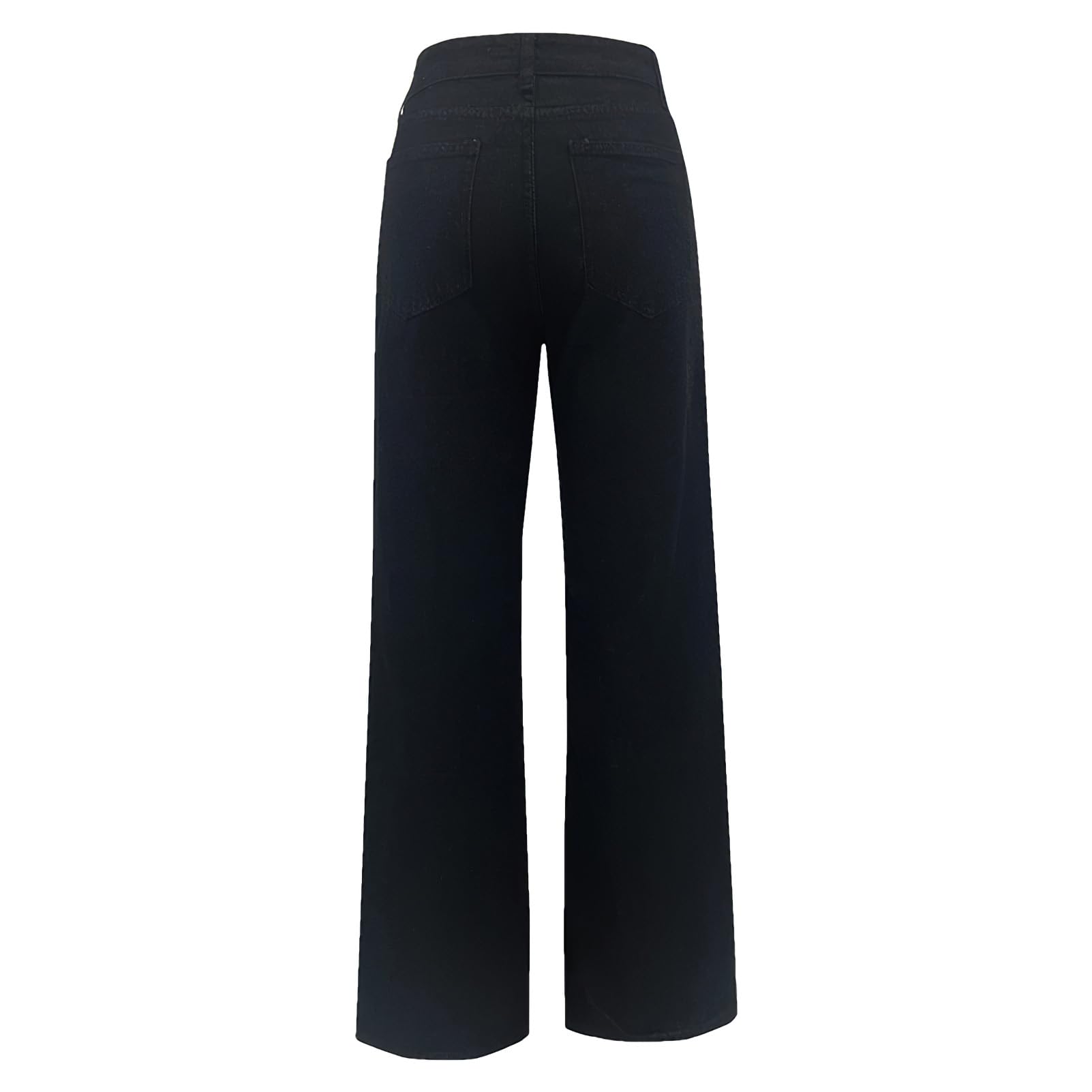 Donna Jeans a Gamba Dritta a Vita Alta Pantaloni Denim Casual a Gamba Larga