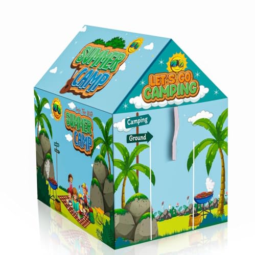 Image of Kids Play Tent House for Boys & Girls | Foldable Toy House for Indoor & Outdoor Fun | Tent House for Kids 2 to 6 Years | Portable Playhouse Kids House Tent (Summer Camp Tent)