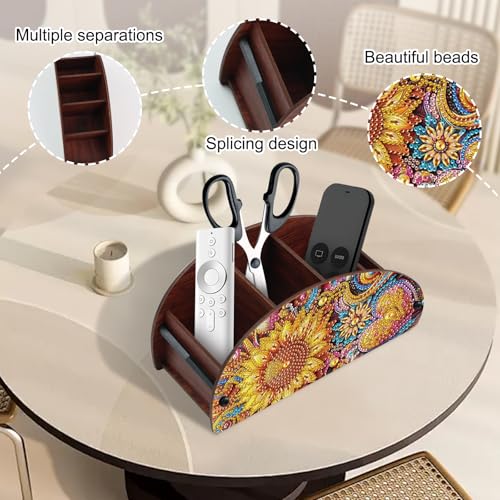 Image of MVVMTOP Diamond Art Painting Organizer Box, DIY Sunflower Design Special Shape Diamond Partial Mosaic Handmade Making Kit Organizer Box, Modern Home Dining Living Room Table Top Decor Art Decoration