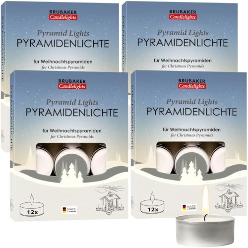 BRUBAKER Pyramiden-Teelichter 48er Pack - Pyramidenlichte aus Paraffin...