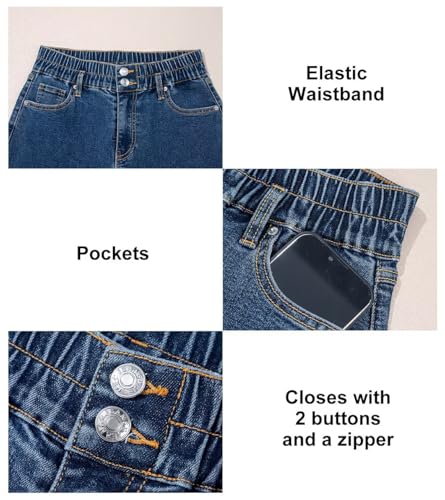 Astylish Women's Stretch Elastic High Waisted Jeans Trendy Baggy Wide Leg Straight Denim Pants4