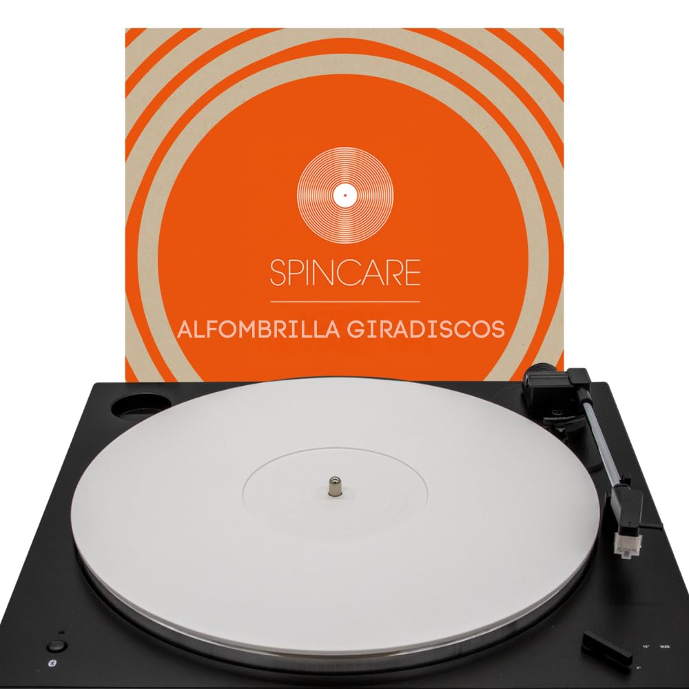 Alfombrilla acrílica blanca para tocadiscos | SPINCARE Premium 4 mm Slipmat Vinilo | Esterilla de 12" | Mejora el sonido del vinilo | Alfombrilla Tocadiscos Hi-Fi